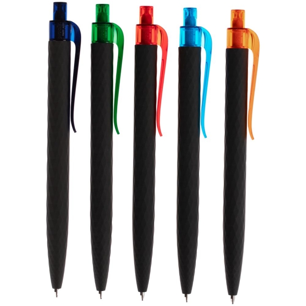 Ручка шариковая Prodir QS01 PRT-P Soft Touch, черная с голубым (Изображение 7)