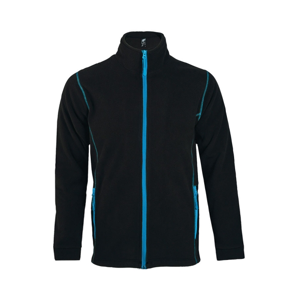 Толстовка "Nova Men", черная с ярко-голубым_XL, 100% полиэстер, флис, 200г/м2 (Изображение 1)
