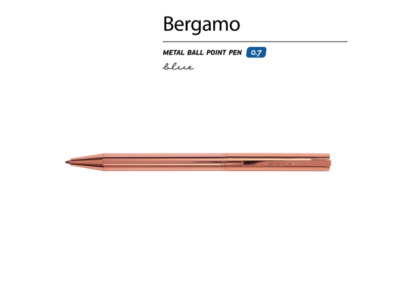 Ручка металлическая шариковая Bergamo, розовое золото (золотистый)  (Изображение 2)