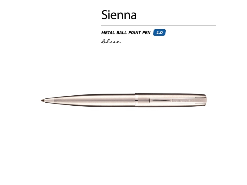 Ручка металлическая шариковая Sienna (серебристый)  (Изображение 2)