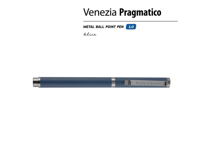 Ручка металлическая шариковая Venezia Pragmatico софт-тач (синий)  (Изображение 2)
