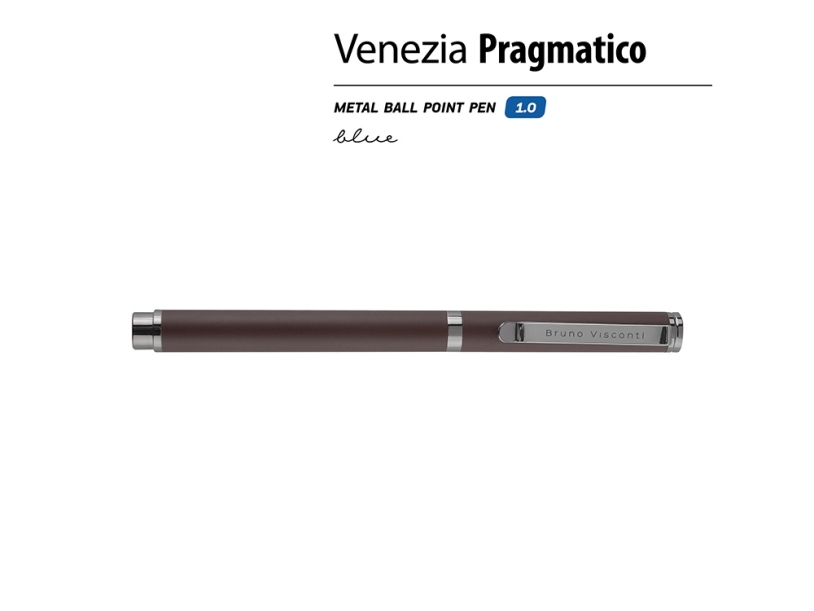 Ручка металлическая шариковая Venezia Pragmatico софт-тач (коричневый)  (Изображение 2)