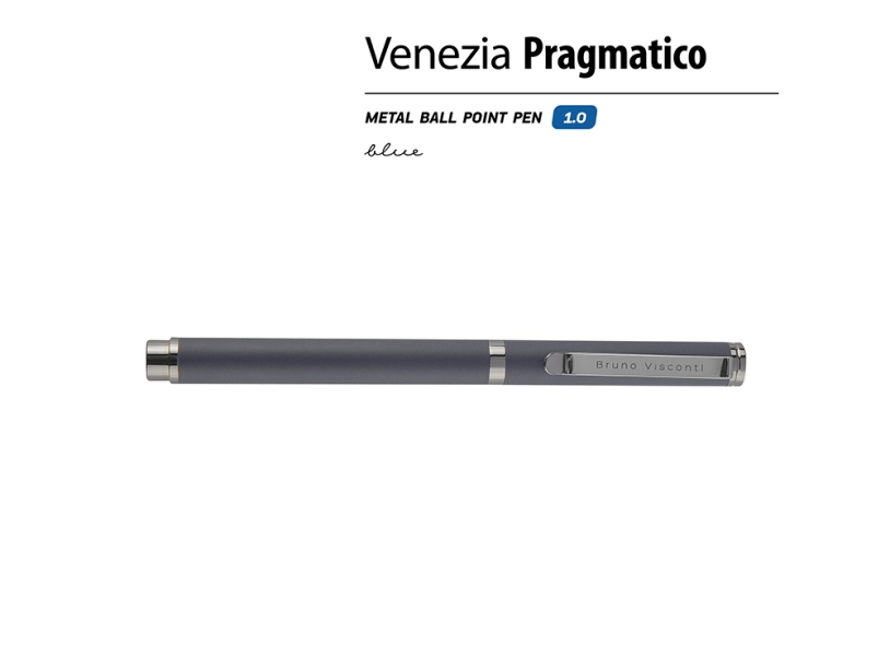 Ручка металлическая шариковая Venezia Pragmatico софт-тач (серый)  (Изображение 2)