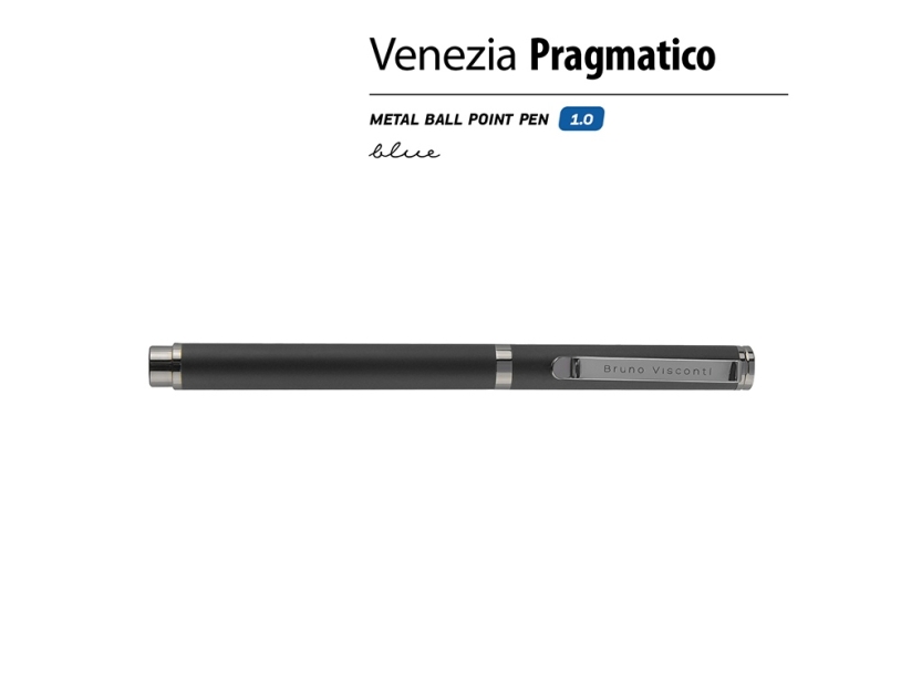 Ручка металлическая шариковая Venezia Pragmatico софт-тач (черный)  (Изображение 2)