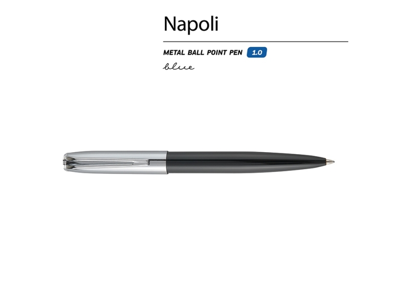Ручка металлическая шариковая Napoli (черный/серебристый)  (Изображение 2)