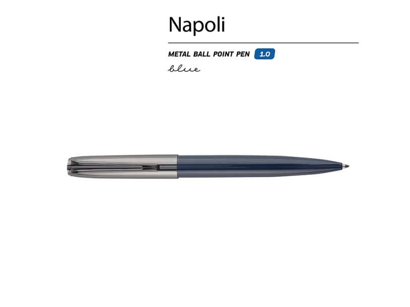 Ручка металлическая шариковая Napoli (синий/темно-серый)  (Изображение 2)