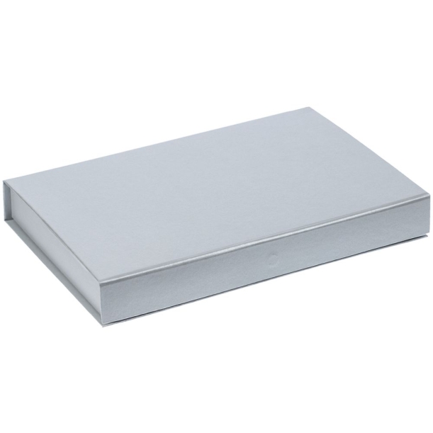 Коробка Silk с ложементом под ежедневник 13x21 см, флешку и ручку, ver. 2, серая (Изображение 1)