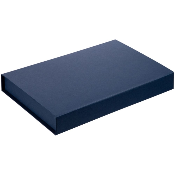 Коробка Silk с ложементом под ежедневник 13x21 см, флешку и ручку, ver. 2, синяя (Изображение 1)