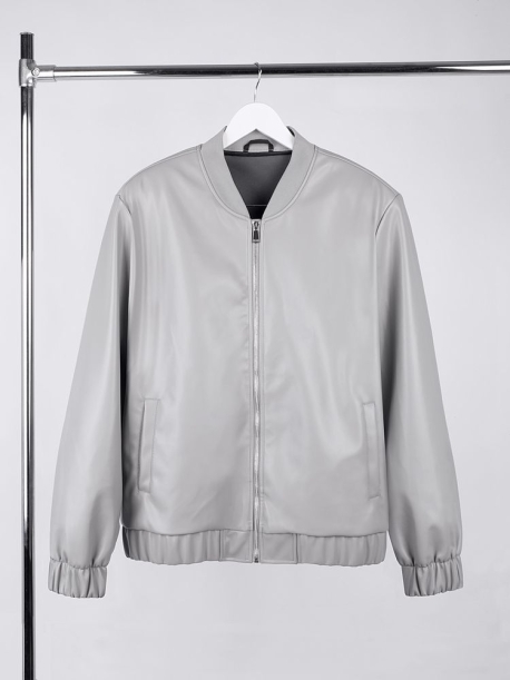 Бомбер из искусственной кожи Univer, серый, размер XL/XXL (Изображение 1)
