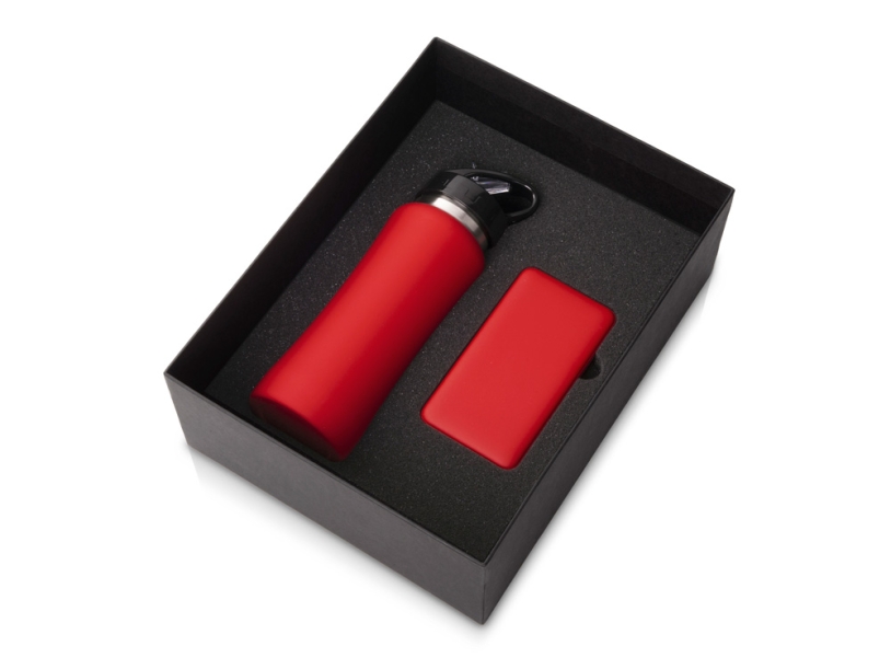 Подарочный набор COLOR IT с бутылкой для воды и повербанком, 10000 mAh (красный) 10000 mAh (Изображение 1)