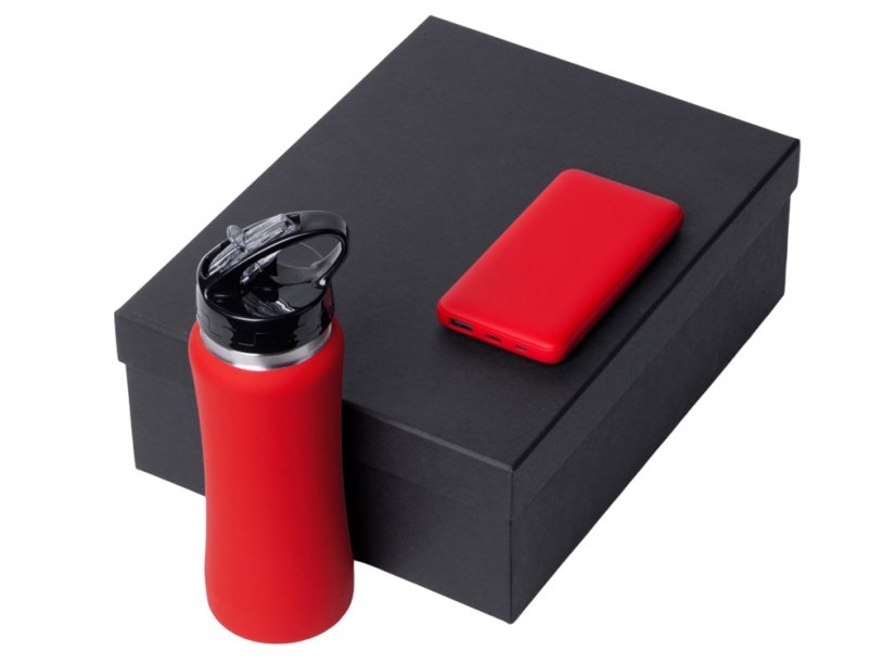 Подарочный набор COLOR IT с бутылкой для воды и повербанком, 10000 mAh (красный) 10000 mAh (Изображение 2)