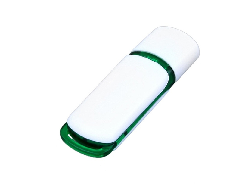 USB 3.0- флешка на 32 Гб с цветными вставками (белый/зеленый) 32Gb (Изображение 1)