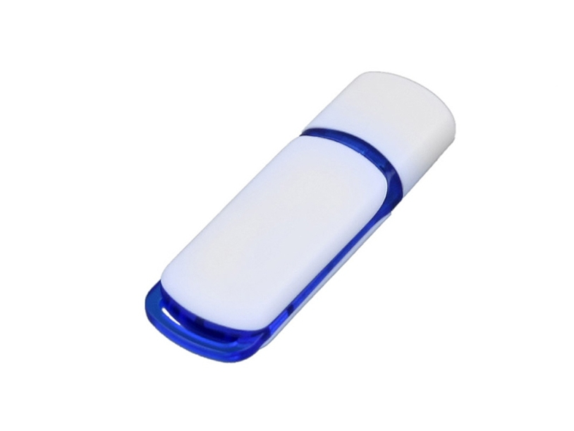 USB 3.0- флешка на 32 Гб с цветными вставками (белый/синий) 32Gb (Изображение 1)