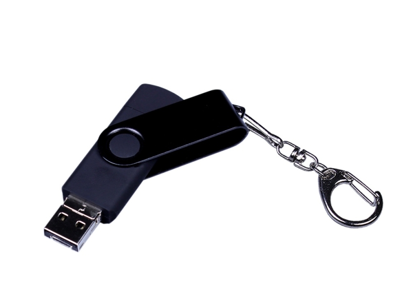 USB 2.0/micro USB/Type-С- флешка на 64 Гб 3-в-1 с поворотным механизмом (черный) 64Gb (Изображение 2)
