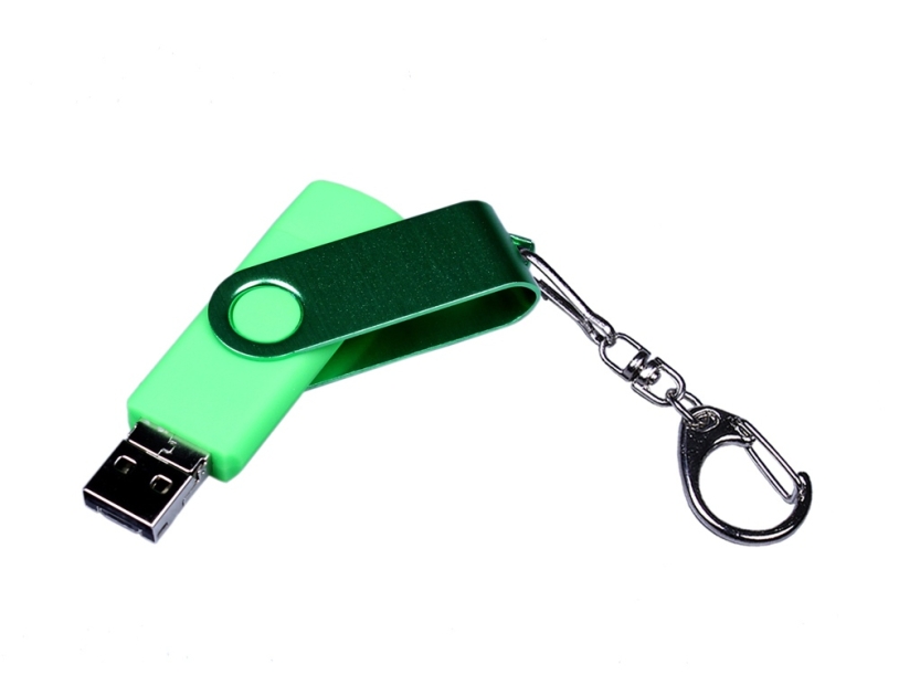 USB 2.0/micro USB/Type-С- флешка на 64 Гб 3-в-1 с поворотным механизмом (зеленый) 64Gb (Изображение 2)
