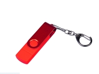 USB 2.0/micro USB/Type-С- флешка на 64 Гб 3-в-1 с поворотным механизмом (красный) 64Gb