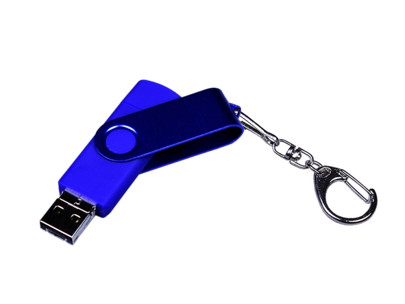 USB 2.0/micro USB/Type-С- флешка на 16 Гб 3-в-1 с поворотным механизмом (синий) 16Gb (Изображение 2)