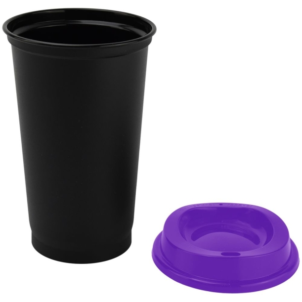Стакан с крышкой Color Cap Black, черный с фиолетовым (Изображение 2)