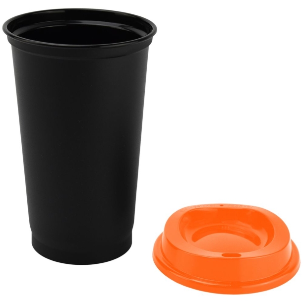 Стакан с крышкой Color Cap Black, черный с оранжевым (Изображение 2)