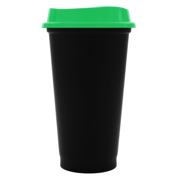 Стакан с крышкой Color Cap Black, черный с зеленым (Изображение 1)