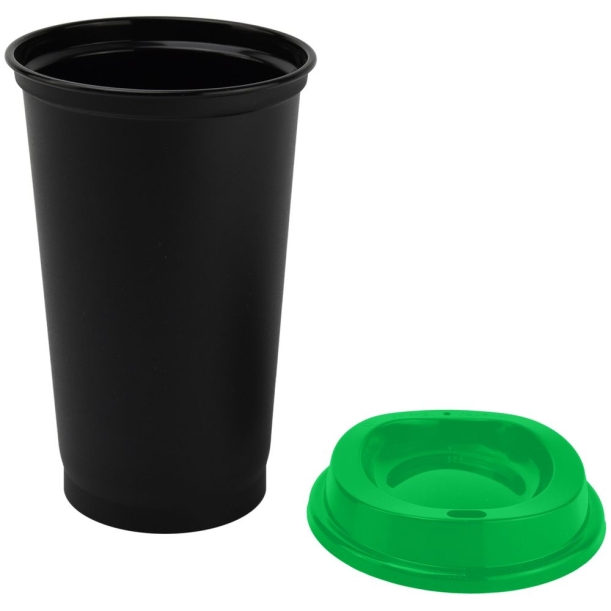 Стакан с крышкой Color Cap Black, черный с зеленым (Изображение 2)