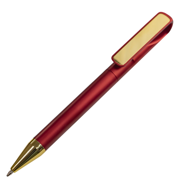 Ручка шариковая GLOSSY GOLD, красный металлик/золотой, пластик, металл (Изображение 1)