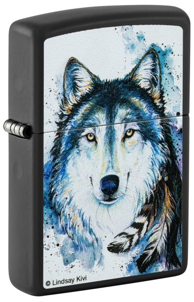 Зажигалка ZIPPO Feed the Good Wolf с покрытием Black Matte, латунь/сталь, черная,матовая,38x13x57 мм (Изображение 1)