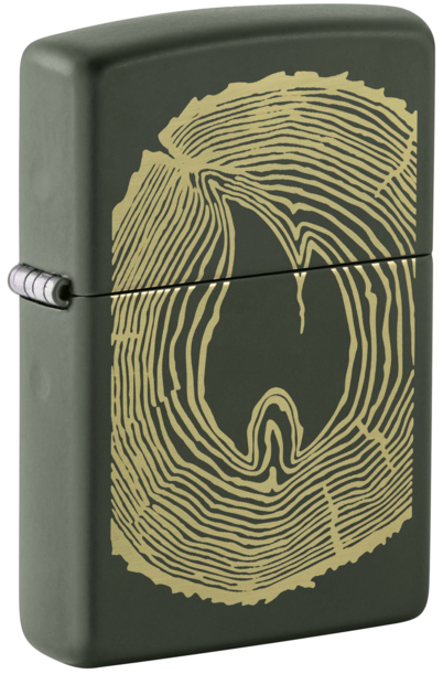 Зажигалка ZIPPO Wood Ring с покрытием Green Matte, латунь/сталь, зеленая, матовая, 38x13x57 мм (Изображение 1)