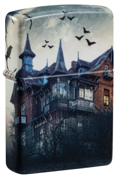 Зажигалка ZIPPO Horror House с покрытием 540 Matte, латунь/сталь, белая, 38x13x57 мм (Изображение 1)