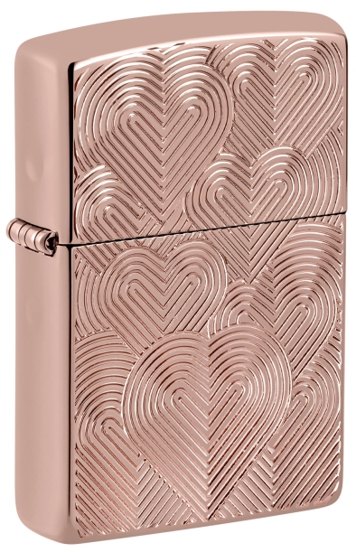Зажигалка ZIPPO Armor® Hearts с покрытием Rose Gold, латунь/сталь, розовое золото, 38x13x57 мм (Изображение 1)