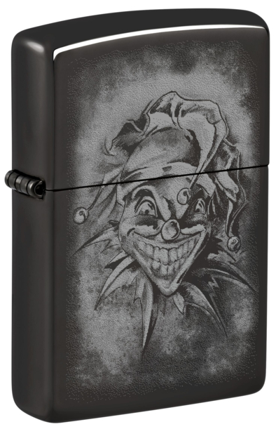 Зажигалка ZIPPO Clown с покрытием High Polish Black, латунь/сталь, черная, глянцевая, 38x13x57 мм (Изображение 1)