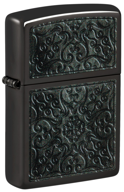 Зажигалка ZIPPO Pattern с покрытием High Polish Black, латунь/сталь, черная, глянцевая, 38x13x57 мм (Изображение 1)