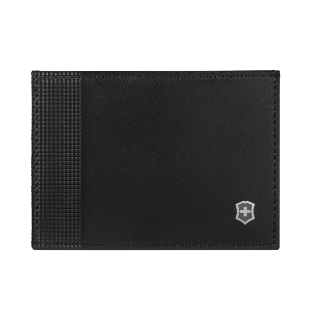 Визитница VICTORINOX Altius Alox с защитой от сканирования RFID, чёрная, натуральная кожа, 8x1x10 см (Изображение 1)