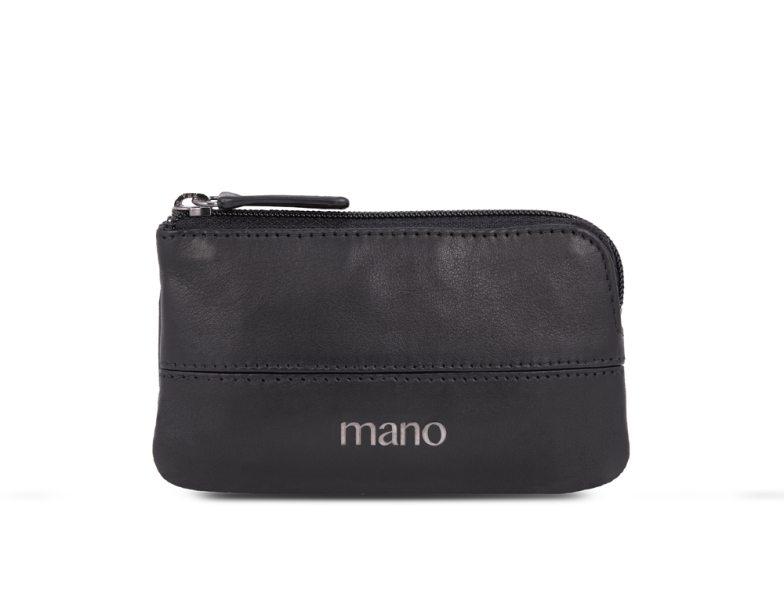 Ключница Mano "Don Romeo" с RFID защитой, натуральная кожа в чёрном цвете, 11,5 х 1 х 6,5 см (Изображение 1)
