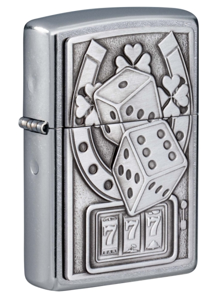 Зажигалка ZIPPO Lucky 7 с покрытием Street Chrome, латунь/сталь, серебристая, 38x13x57 мм (Изображение 1)