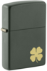Зажигалка ZIPPO Four Leaf Clover с покрытием Green Matte, латунь/сталь, зеленая, 38x13x57 мм (Изображение 1)