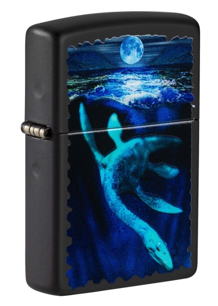 Зажигалка ZIPPO Lock Ness с покрытием Black Light, латунь/сталь, черная, матовая 38x13x57 мм (Изображение 1)