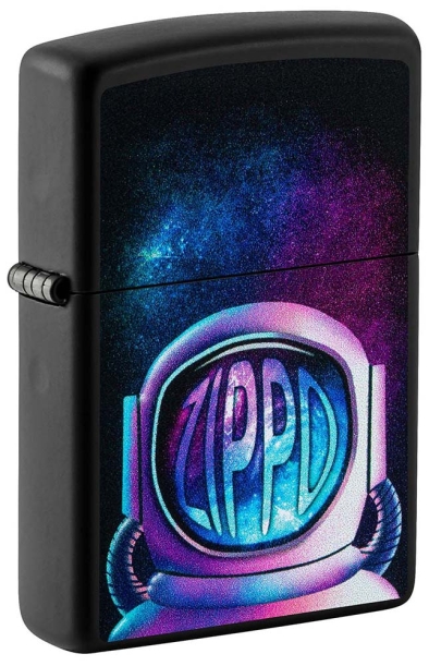 Зажигалка ZIPPO Astronaut с покрытием Black Matte, латунь/сталь, чёрная, матовая, 38x13x57 мм (Изображение 1)