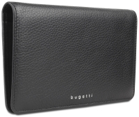 Кошелёк женский BUGATTI Lady Top, чёрный, натуральная воловья кожа, 19,5х2х11,2 см
