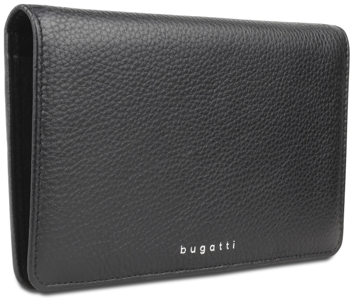 Кошелёк женский BUGATTI Lady Top, чёрный, натуральная воловья кожа, 19,5х2х11,2 см (Изображение 1)