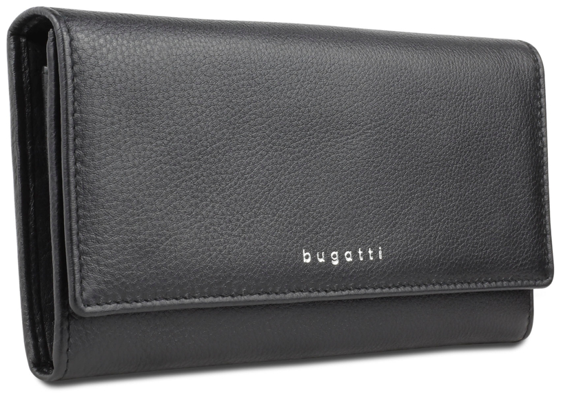 Кошелёк женский BUGATTI Lady Top, чёрный, натуральная воловья кожа, 20х2,5х10,5 см (Изображение 1)