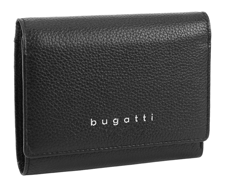 Кошелёк женский BUGATTI Linda, чёрный, натуральная воловья кожа, 12х3х9,5 см (Изображение 1)