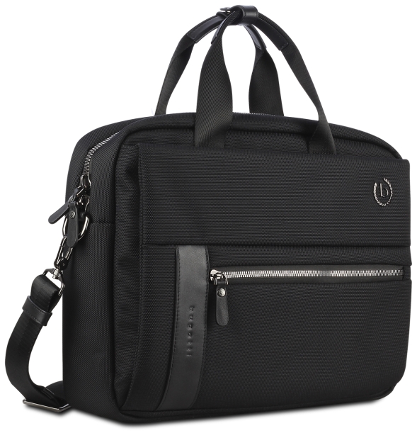 Портфель мужской BUGATTI Nero 15'', чёрный, нейлон 1680D/кожа, 42х10х30 см (Изображение 1)