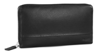 Кошелёк BUGATTI Atlanta, на молнии, чёрный, натуральная воловья кожа, 19,5х2,5х10,5 см