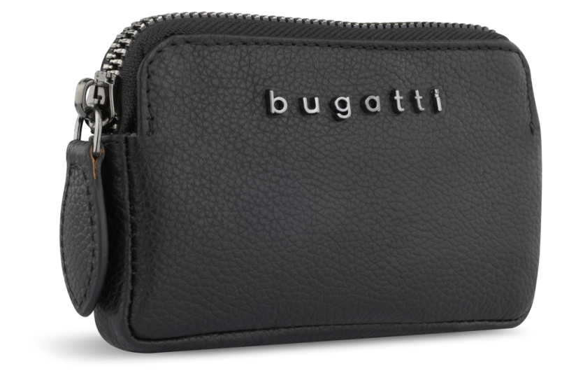 Ключница BUGATTI Bella, чёрная, воловья кожа/полиэстер, 12х1,5х7 см (Изображение 1)