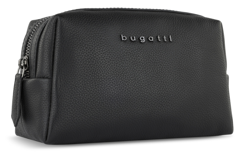 Косметичка BUGATTI Bella, чёрная, воловья кожа/полиэстер, 19х8,5х11 см (Изображение 1)
