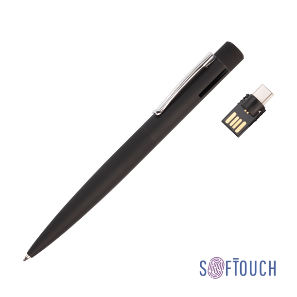 Ручка шариковая "Secret" с флеш-картой 32Gb OTG (USB2.0/Type-C), покрытие soft touch (черный) (Изображение 1)