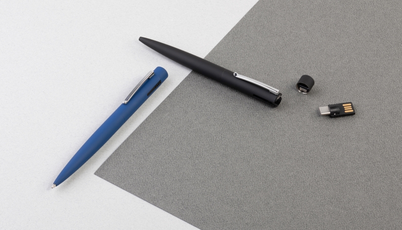 Ручка шариковая "Secret" с флеш-картой 32Gb OTG (USB2.0/Type-C), покрытие soft touch (черный) (Изображение 5)