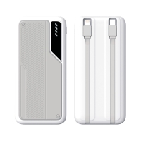 Зарядное устройство "Connect" 10000 mAh со встроенными Type-C/Lightning кабелями (белый с серым)