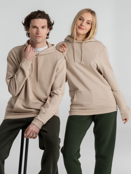 Толстовка с капюшоном унисекс Hoodie, бежевая, размер XS (Изображение 14)